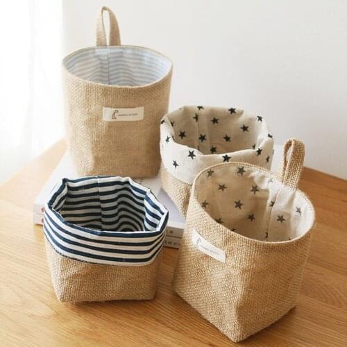 Japanese-style Cotton Linen Storage Hanging Bag Wall-mounted Small Hanging Pocket Dormitory Sundries Storage Finishing Bag