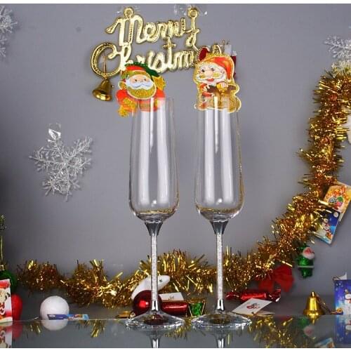 Christmas Party Custom Champagne Flutes Glass Wedding Toasting Glasses Champagne Coupe Drink Clear Goblet Home Ware Decoration