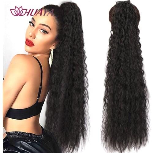 HUAYA Long Corn Wave Tail False Hair Ponytail Hairpiece Hairpins Synthetic Hair Extensions Ponytail Clip Heat Resistant Hair