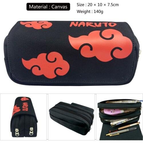2 Style Anime Akatsuki Pen Bag Students Pencil Case Box Cosplay Zipper Cartoon Canvas Cosmetic Bags