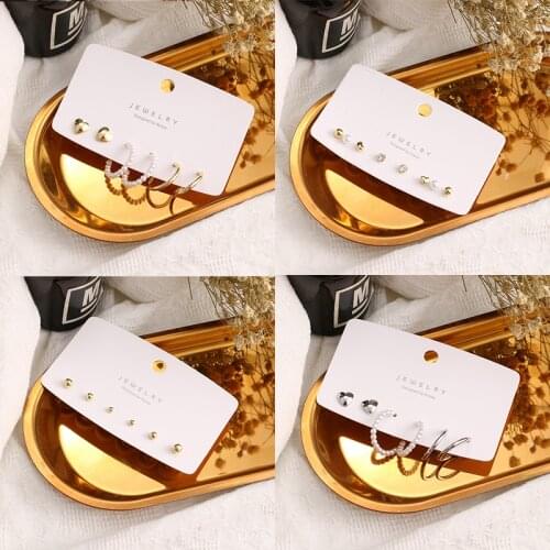 ZOVOLI Womens Earrings Set Love Pearl Earrings For Women Bohemian Fashion Rhinestone Geometric Big Circle Heart Stud Earrings