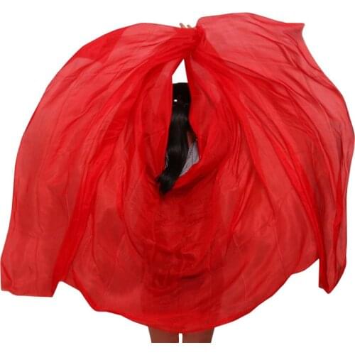 100% Silk Stage Performance Dance Props Tie Dye Silk Veil Shawls Women Scarf Costumes Belly Dance Veils Red Color 250/270*114 cm