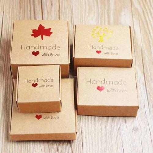 20pcs/lot DIY Handmade with love Wedding Candy Box Romantic Kraft Gift box multi size paper gift packing and heart display box