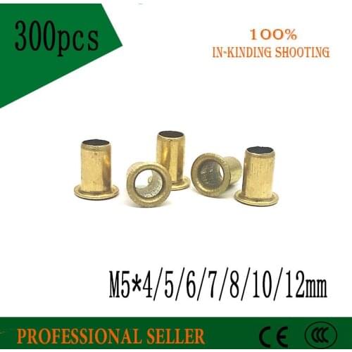 300pcs M5*4/5/6/7/8/10/12 mm Hollow Copper rivet Bronze rivets Cross hole Brass rivets Single tube DIY accessories