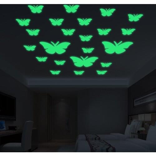 3209 12pcs butterfly Luminous generation finely carved removable wall stickers for stylish childrens room