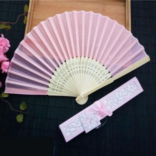 50pcs/lot Personalized Luxurious Silk Fold hand Fan in Elegant Laser Cut Gift Box +Party Favors/wedding Gifts