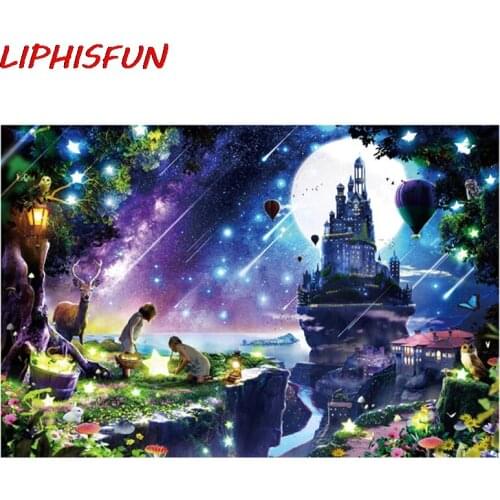 5d diy Diamond Painting Full Drill Square Resin Rhinestone Cross Stitch Diamond Embroidery Home Decor fantasy castle moon