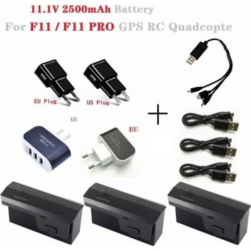 11.1V 2500mAh Battery with USB Charger for F11/ F11 PRO 5G Wifi FPV GPS RC Quadcopter Spare Parts 11.1V Battery