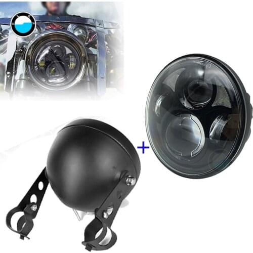 Motorcycle Accessories 5 3/4" 5.75 Inch LED Headlight and bucket Bracket For motorcycle FXWG Chopper DRL Headlamp