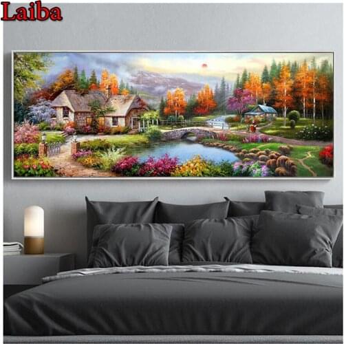 Large size diamond embroidery house 5d diamond painting full square drill dream life diamond mosaic village landscape wall art