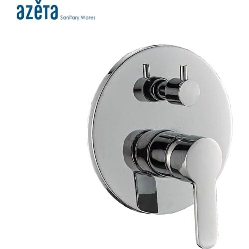 Azeta Bathroom Brass Wall Mounted Concealed Faucet Round Chrome Plated Faucet Cold and Hot Function Bathtub Mixer Tap MK-162D