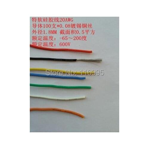 Free shipping 1roll 400meters 20AWG RED/UL special soft silicone wire / 100shares / high temperature wire / 100 super soft core