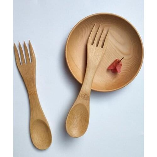 Free Shipping Natural Bamboo Spoon Fork All IN One Portable Travel Cutlery Set Wholesale Bamboo Dinerware SN1262