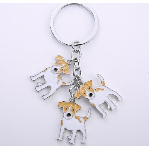 Jack Russell Terrier pendant keychain car key rings Holder Gift for men women bag pet charm Jewelry