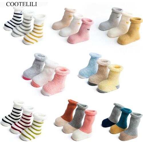 COOTELILI 3pairs/lot Thicken Winter Kids Socks Baby Girl Clothes Boys Socks Stuff For Newborns Warm Long Socks For Infant 0-3Y
