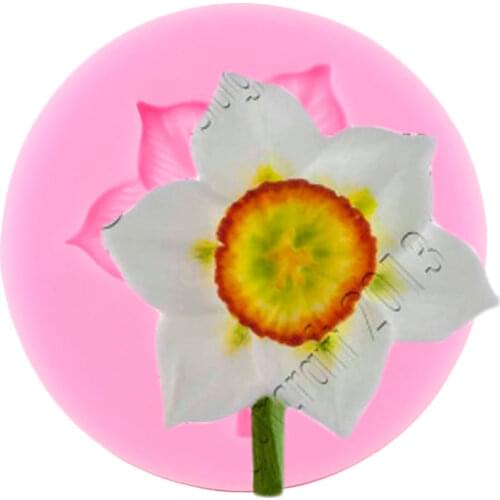 Daffodil Silicone Molds DIY Flower Cupcake Topper Fondant Mold Wedding Cake Decorating Tools Candy Resin Clay Chocolate Moulds