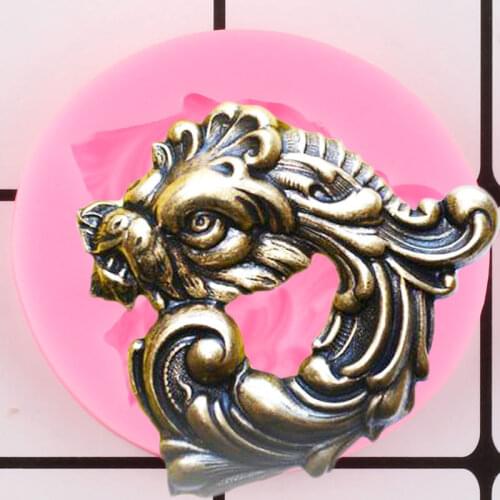 Lion Dragon Head Silicone Molds Scroll Relief Candy Chocolate Fondant Mold DIY Party Cake Decorating Tools Candy Clay Moulds