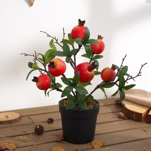 18CM Artificial Fruits Lemon Simulated Bonsai Home Decoration Potted Plant Living Room Ornament Fake Pomegranate Tree