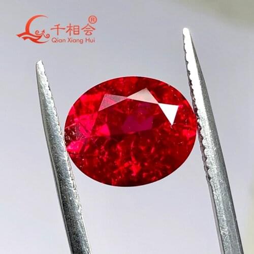 Artifical ruby 8# dark red oval shape natural cutting including minor cracks and inclusions corundum loose gem stone