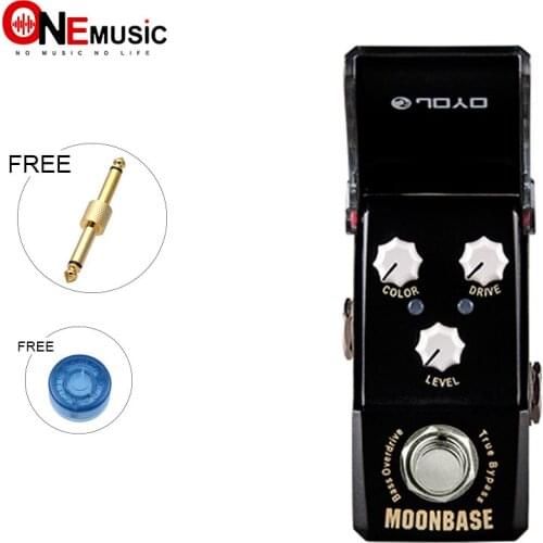 Joyo Ironman Mini Series JF-332 MOONBASE BASS Overdrive Effect Guitar Pedal Black With Gold Pedal Connector and Mooer Knob