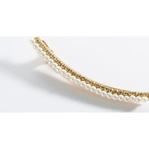 Korean Version Of The 2019 Fashion New Clip Hair Sweet Wild Temperament Curved Pearl Crystal Ladies Word Clip Wholesale Sales