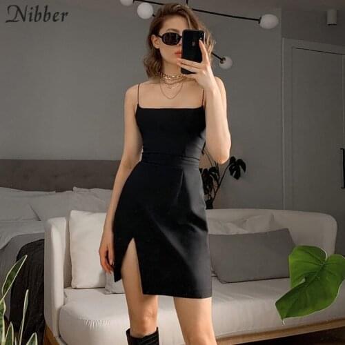 Nibber Summer Basic Black Sling MIni Dresses For Women Clothing Vacation Casual Home Wear Harajuku Sleeveless Mini Dress Female