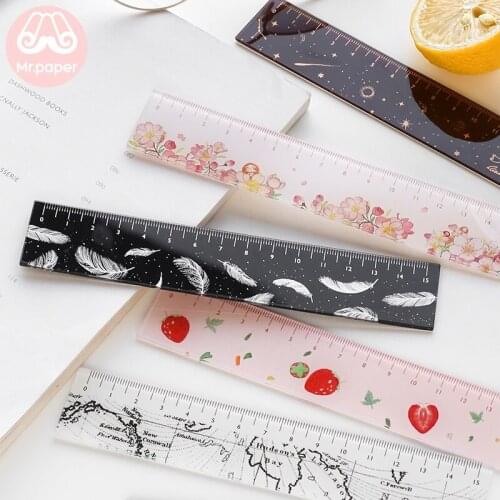 6 Designs 15cm Strawber Acrylic Color Ruler Multifunction DIY Drawing Rulers for Kids Students Office School Stationery Supplies