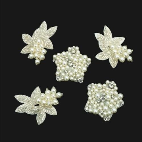 Maxsin 1 Pcs High Quality Hand-beaded Flower Stickers Hand-sewn Pearl Rhinestone Garment Decoration Patch DIY Accessories