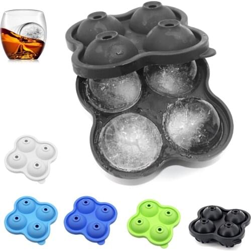 Multifunctional Ice Cube Maker 4-cavity Silicone Ball Cocktail Whiskey Mold for Ice Cube Tray Ice Mold Kitchen Tool