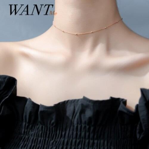 WANTME Fashion Korean Minimalist Cuban Link Chain Bead Clavicle Necklace for women Chic Charming Teen Office Jewelry Accessories
