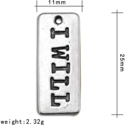 "I WILL" Fashion Alphabet Accessories positive words message Charm Jewelry Finding Diy Handmade Craft