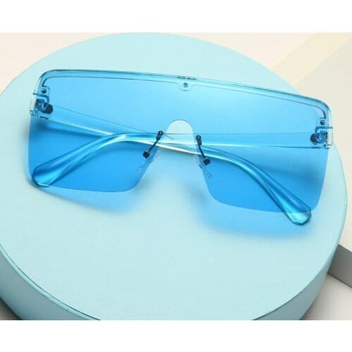 Fashion Square Frameless Gradient Sun Glasses Women Pink Mirror Flat-topped Sunglasses Women/Men Brand Designer Retro De Sol