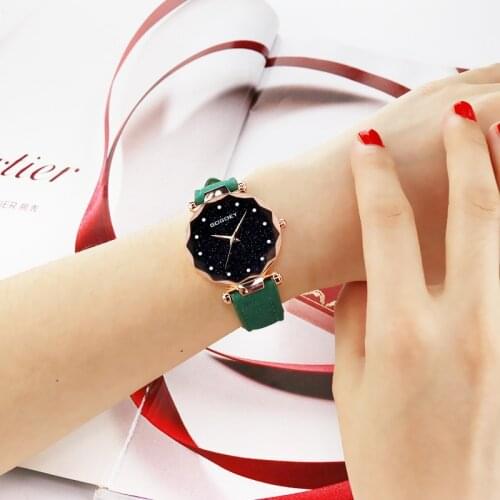 Fashion watch ladies PU leather starry rhinestone watch quartz watch relogio feminino zegarek damski