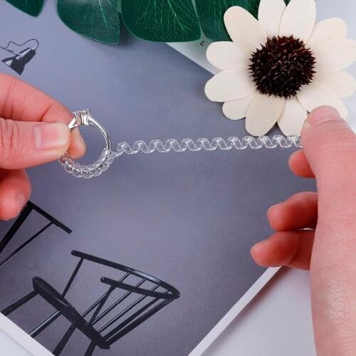 Fashin Design 10CM 4Pcs DIY Transparent Vintage Spiral Based Ring Size Guard Tightener Reducer Jewelry Tools & Equipments