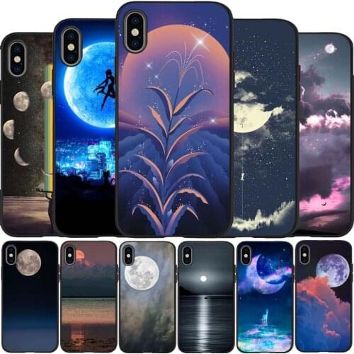 Moon black Silicone Phone Case For iPhone 12 XR XS Max 5 5S SE 2020 6 6S 7 8 PLUS X 11Pro Max 11 Cover