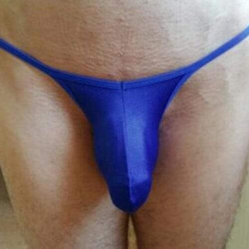 Men T-Back Breathable Ice Silk Sexy Comfortable Stretch Thong Briefs Underwear Elephant Trunk G-String Bikini Sexy Underwear Men