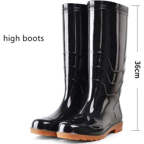 Men Non-Slip Winter Rainboots Warm Socks Inserts PVC Waterproof Work Shoes Wellies High/Mid-Calf Rain Boots mens rubber galoshe