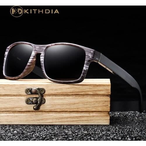 Kithdia Wooden Sunglasses Polarized Men Sports Sun Glasses Reflective Eyewear Colorful Mirror Coating Gafas Oculos De Sol