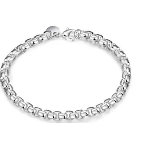 Low Price Wholesale 4MM Silver Color Square Pearl Chain Bracelet Fashion Jewelry For Men and Women Christmas Gift Drop Shipping