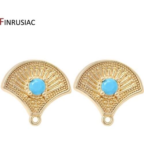 2020 New Designer 14k Gold Plated Zircon Fan-shaped Post Earrings Findings Crafts DIY Handmade Supplies Of Earrings Jewelry