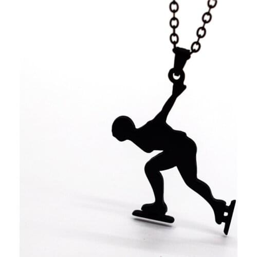 Elfin New Trendy Ice Skating Necklace Mens Speed Skating Pendant Necklace Speed Skating Jewellery Figure Jewellery