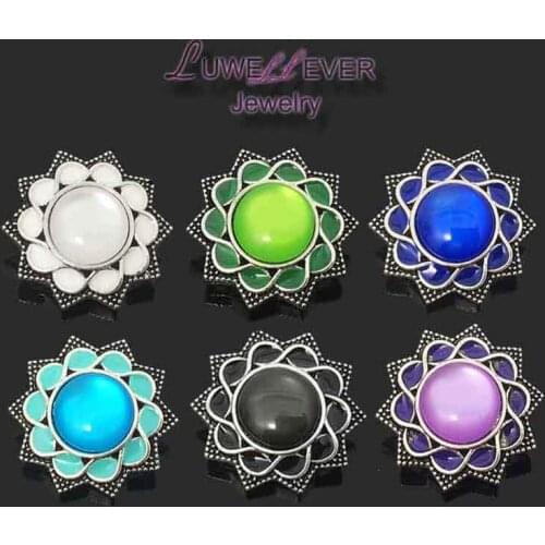 Wholesale metal Rhinestone Snap Buttons w235 flower Diy Jewelry fit 18mm Snap button Necklaces/Bracelets for women