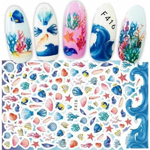 Ocean Style Non Shell Starfish Nail Sticker Water Transfer Art Decor