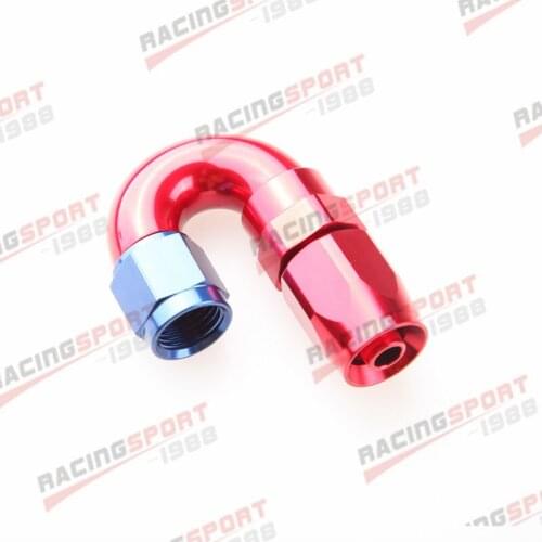Full Flow Swivel Hose End Fitting One Piece 180 Degree -8AN Red-Blue