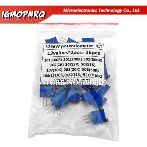 3296W potentiometer 100R 200R 500R hjxrhgal 1K 2K 5K 10K 20K 50K 100K 200K 500K 1M Variable resistors set 13values*2PCS