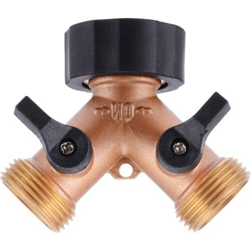 3/4'' Garden Tap Splitter Brass Hose Pipe Y Shape 2 Way Splitter Adapter Connector Garden Irrigation Tool For Outdoor Tap Faucet