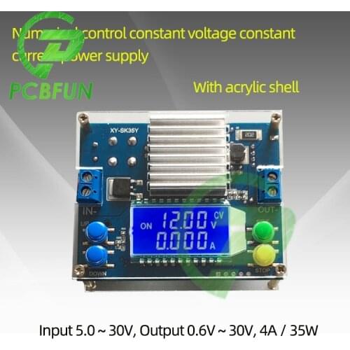 SK35Y CNC Buck-Boost Constant Voltage Current 12V Boost 9V 24V Adjustable Step Up Down Solar Charging Module with Acrylic Shell