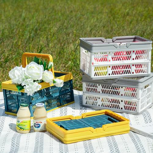 Foldable shopping basket, multifunctional basket, picnic storage, portable shopping basket, car sundries basket