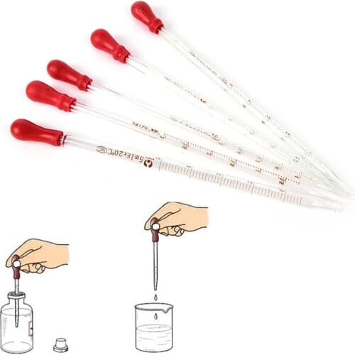 Hot sale 1Pcs 0.5ml 1ml 2ml 3ml 5ml Glass Graduated Pipette with Rubber Bulb Lab Chemistry Dropper Dispensing