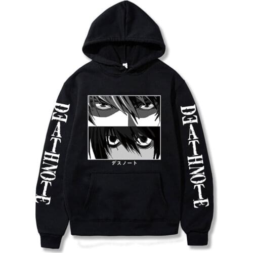Death Note Hoodie Kira L Lawliet Eyes Anime Print Harajuku Streetshirt Tops Long Sleeve Korean Couple Hoodies